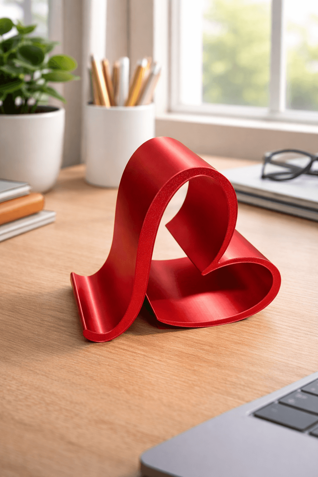 3D Printed Heart Phone Holder – Modern Desk Stand