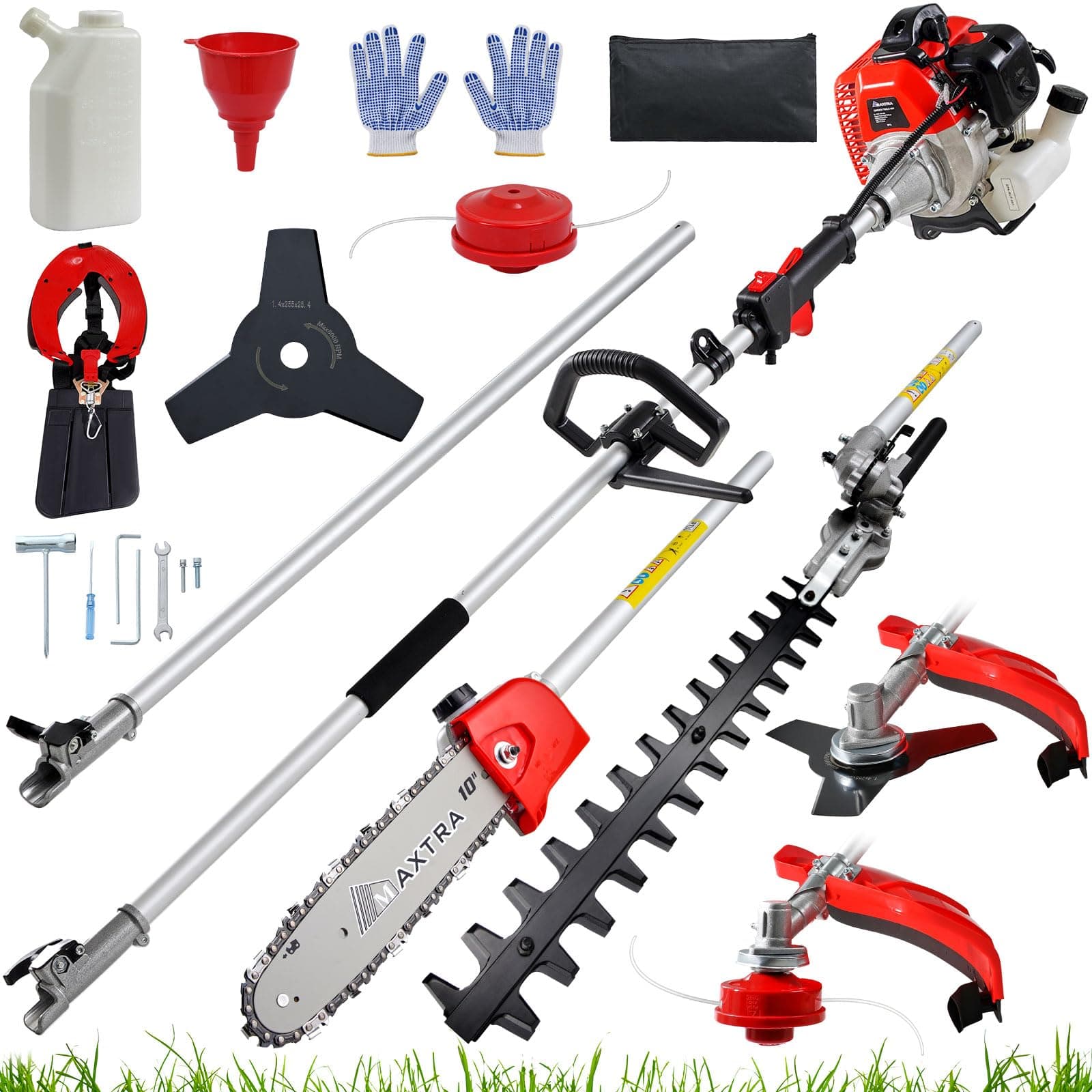 MAXTRA 5IN1 Gas Hedge Trimmer, 42.7cc, 16-ft Reach